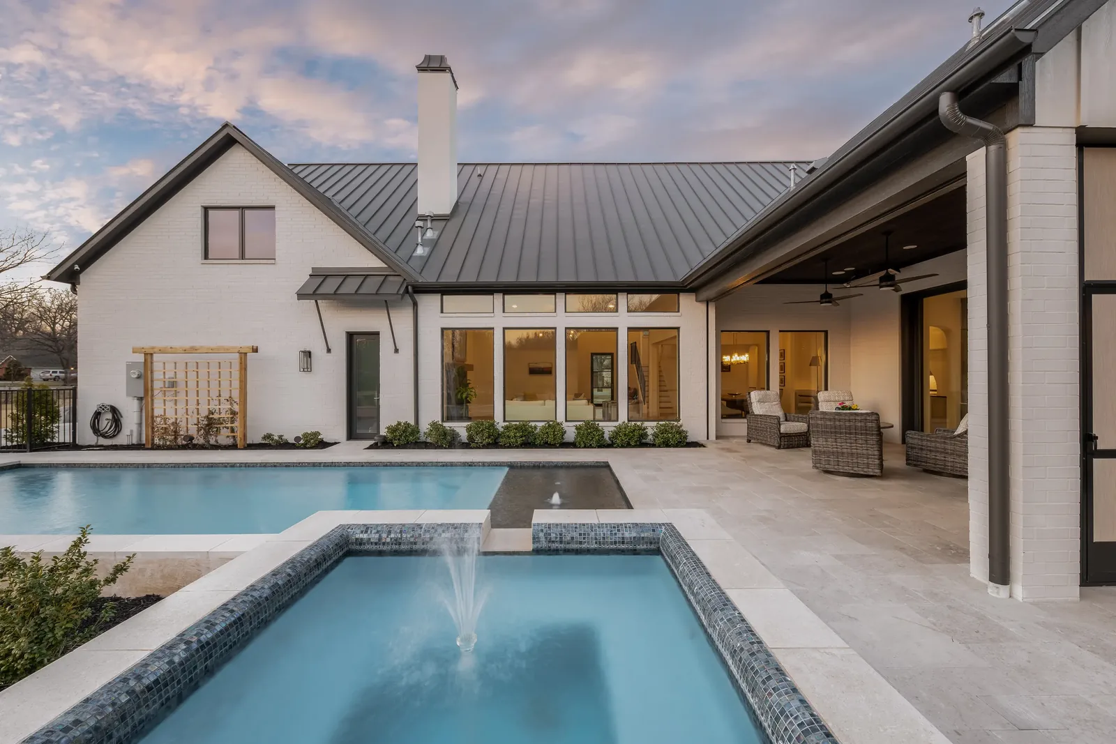 Covered outdoor living, wired like an indoor room.